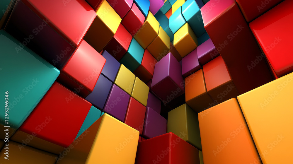 Fototapeta premium Vector 3d illustration color cube, design with perspective effect