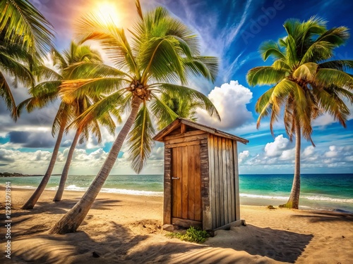 Rustic Outhouse on Tropical Beach - Idyllic Island Sanitation