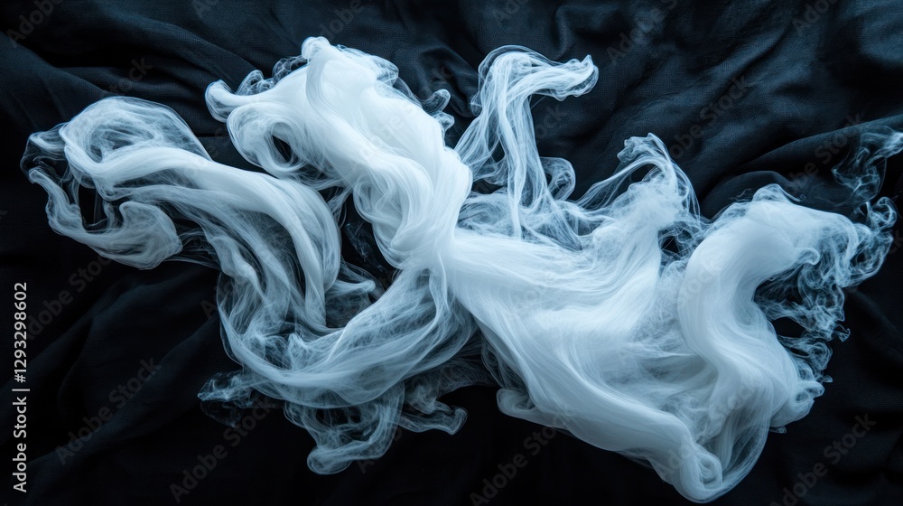 Fototapeta premium Ethereal White Smoke Against Dark Fabric Background for Creative Use