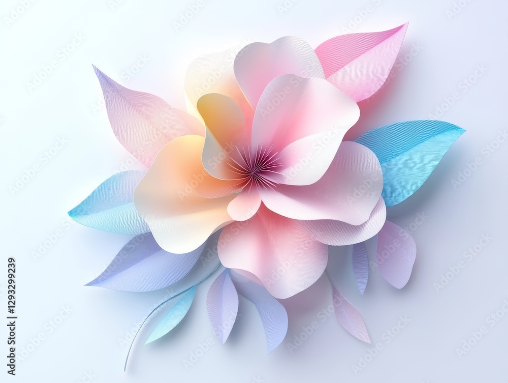 Fototapeta premium Delicate pastel paper flower with layered petals 