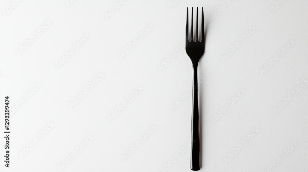 Minimalist Black Fork on White Top View Minimalist Black Fork on White Top View