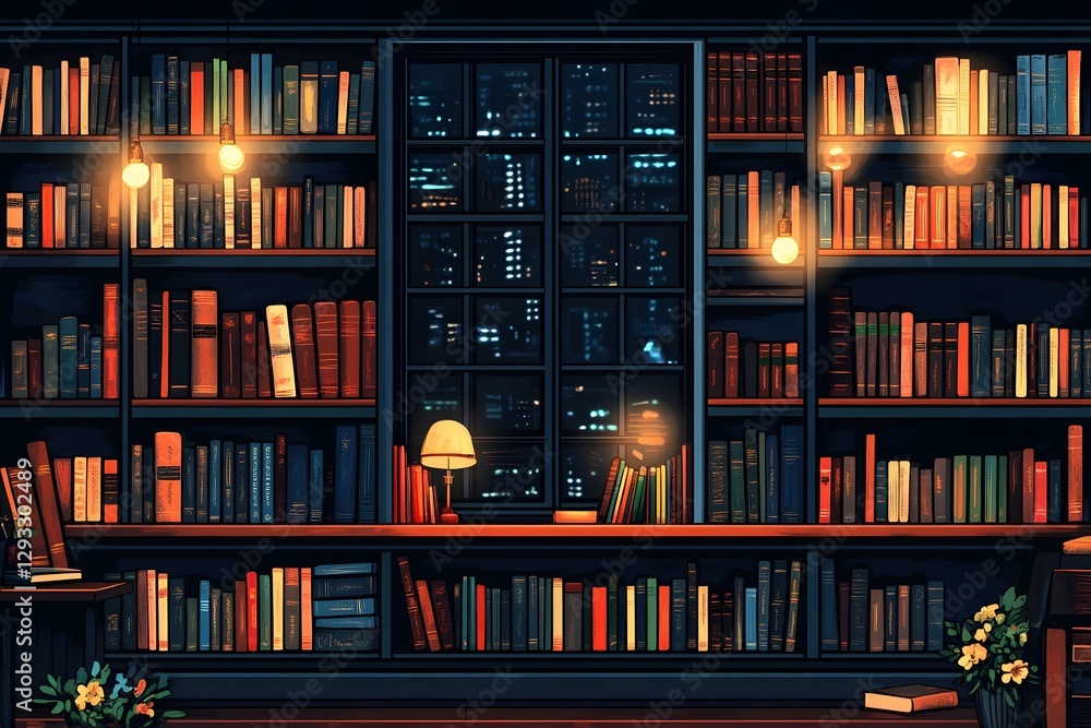 The peaceful reading time with sunlight shining on old books in the library The peaceful reading time with sunlight shining on old books in the library
