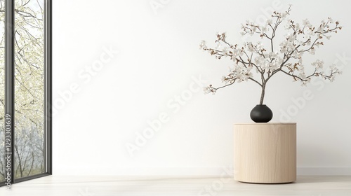 Modern Interior Design with Cherry Blossom Display