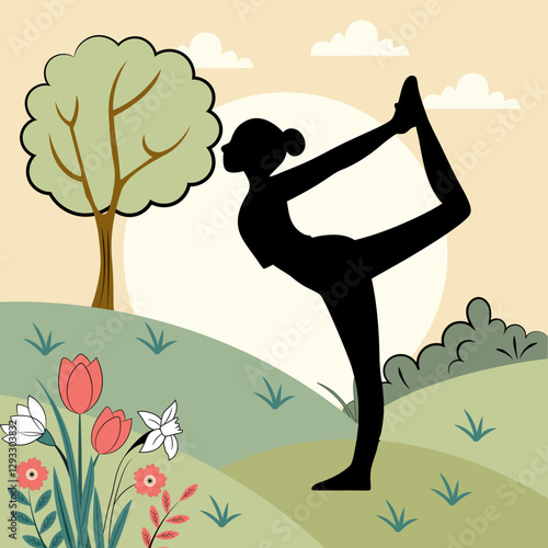 Outdoor Yoga, Natarajasana Pose in Nature