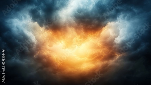 Dramatic Sky with Turbulent Clouds and Fiery Sunset Light Effects