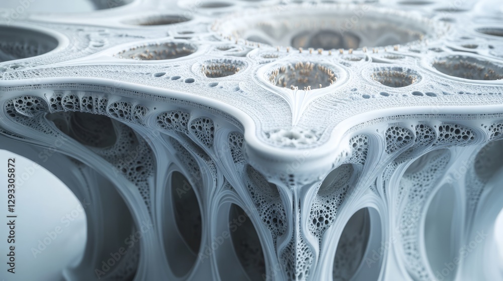 Podium made of futuristic white metal with intricate details Podium made of futuristic white metal with intricate details
