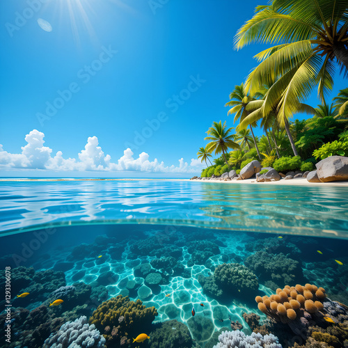 tropical island with palm trees