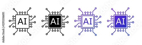 A futuristic AI logo with a chip inspired circuit layout, symbolizing cybernetics, information processing, and technological optimization, ideal for digital innovation.