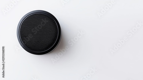 Round Speaker Top View on White 
