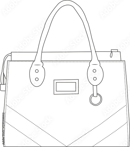 Cute hand bag line art