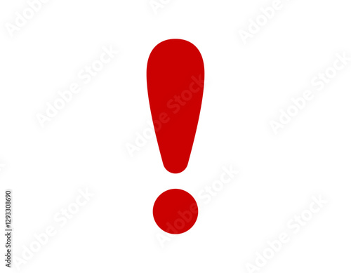 Bold red exclamation mark stands out, symbolizing importance or alert on a plain white area.