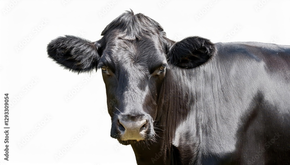 Striking Black Angus Cow Against a Transparent Background, Showcasing Sharp Textures and Powerful Elegance in This Isolated Portrait of Natures Majesty. Striking Black Angus Cow Against a Transparent Background, Showcasing Sharp Textures and Powerful Elegance in This Isolated Portrait of Natures Majesty.