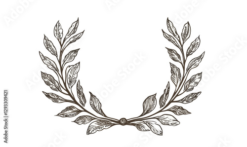 Elegant Laurel Wreath Baroque Frame for Vintage Monogram Engraving Vector Illustration