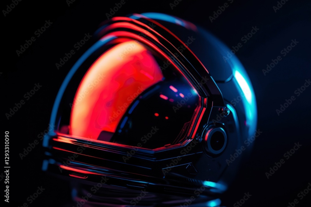 Astronaut Helmet with Red Glow in Dark Space Astronaut Helmet with Red Glow in Dark Space