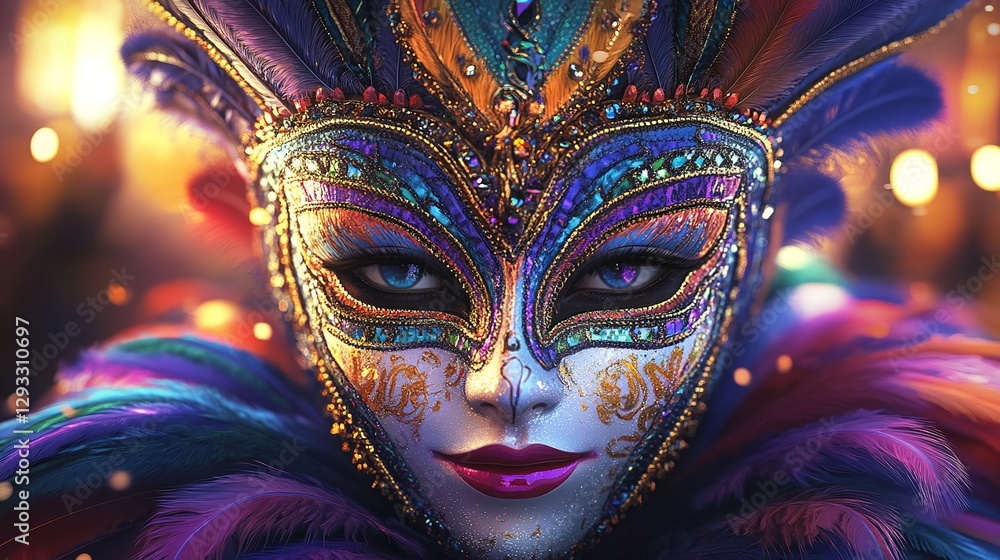 Mysterious Venetian Carnival Mask Colorful Feathers Elegant Design Luxurious Costume Party Decoration Fantasy Art Masquerade Ball Festive Celebration Mysterious Venetian Carnival Mask Colorful Feathers Elegant Design Luxurious Costume Party Decoration Fantasy Art Masquerade Ball Festive Celebration