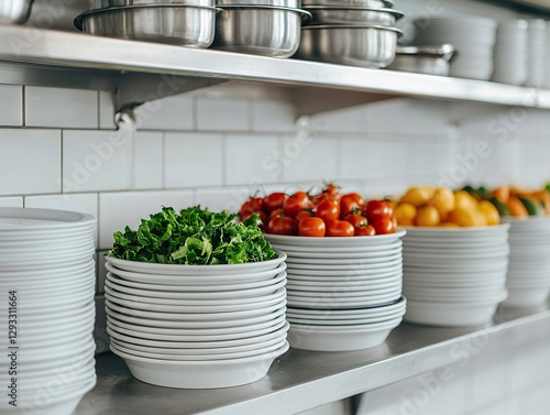 Fresh ingredients preparation in a modern kitchen food photography culinary environment overhead view photo