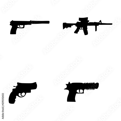 bold black lines representation of firearms for security and defense