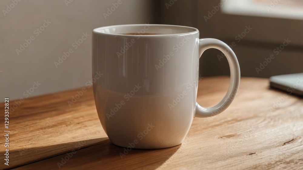 Close-up of a cup of coffee and a cup of milk on a wooden table Close-up of a cup of coffee and a cup of milk on a wooden table