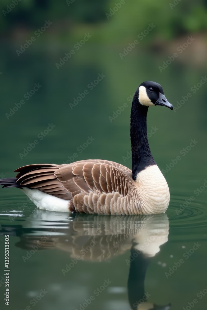 Majestic Canada goose on lake, preening feathers, bird, nature, wildfowl Majestic Canada goose on lake, preening feathers, bird, nature, wildfowl