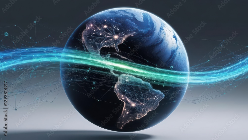 custom made wallpaper toronto digitalGlobe with a green line running through it symbolizing sustainable development and environmental awareness