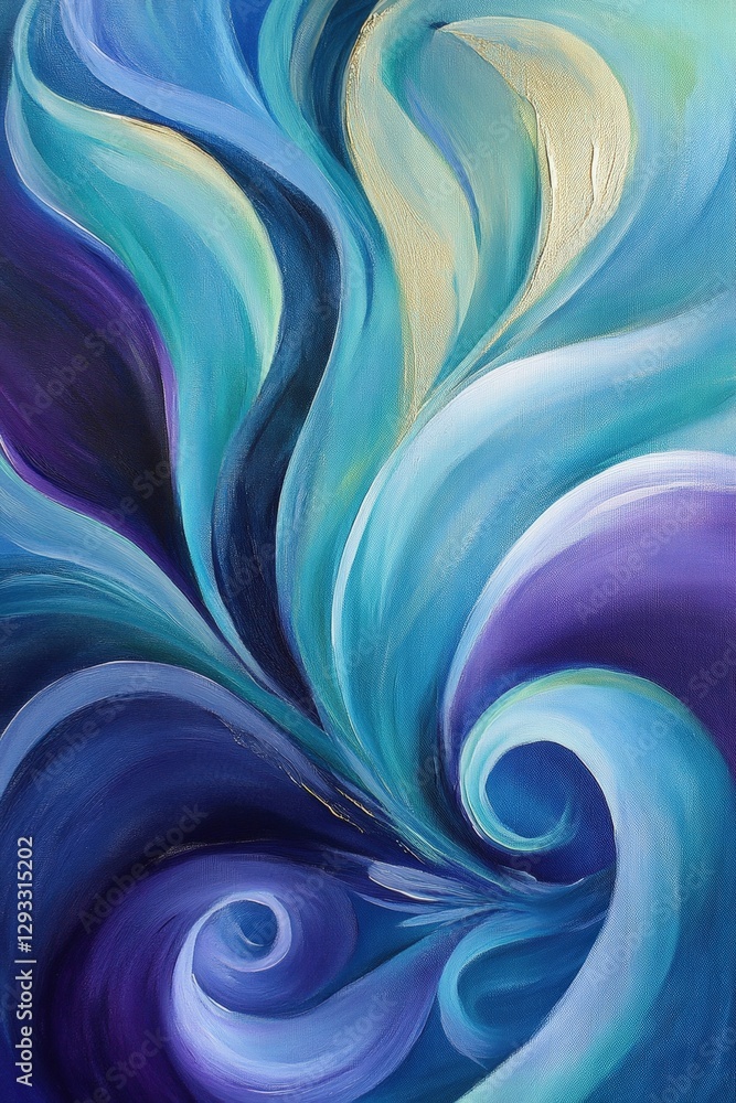 Abstract colorful painting with swirling shapes in blue and purple hues, contemporary art design for home decor and office interiors, artistic inspiration. Abstract colorful painting with swirling shapes in blue and purple hues, contemporary art design for home decor and office interiors, artistic inspiration.