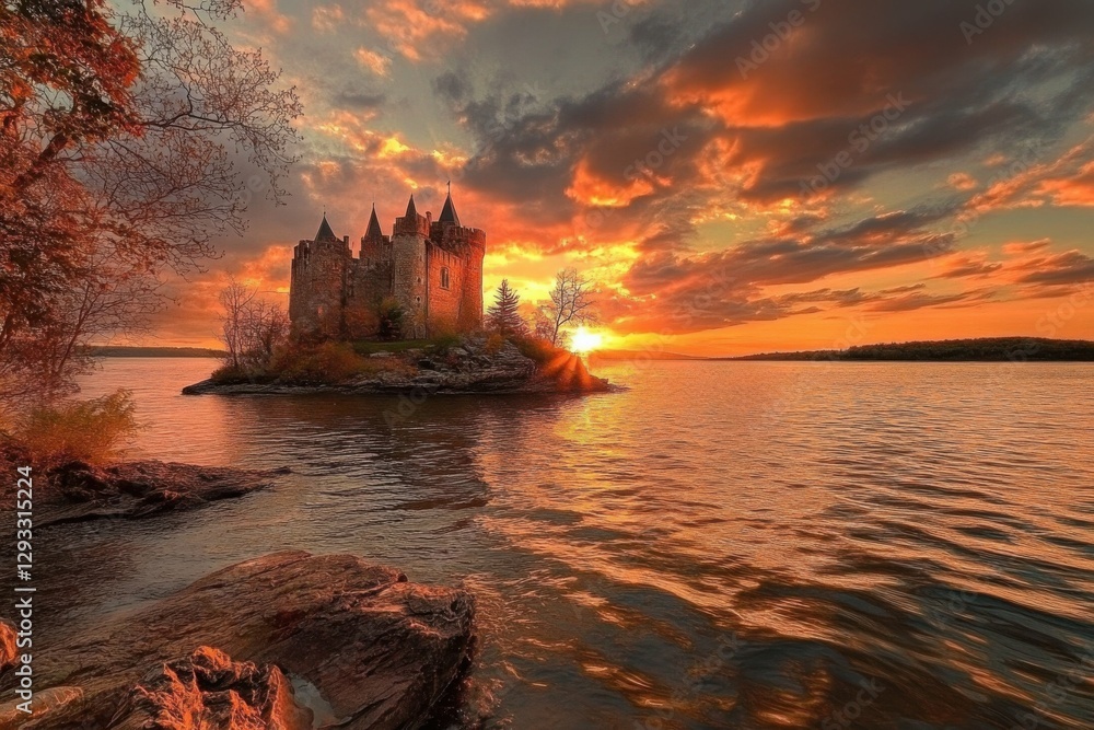 Fototapeta premium Thousand Islands Castle: Heart Island, St. Lawrence River, New York State, USA
