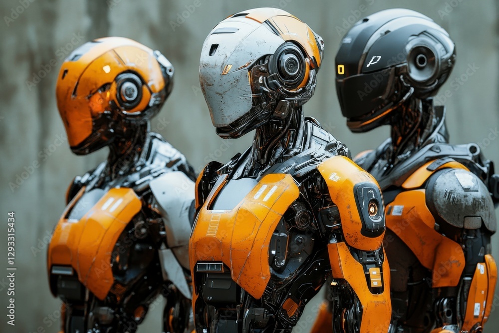 Three Robots in a Futuristic Setting with Advanced Technology Three Robots in a Futuristic Setting with Advanced Technology