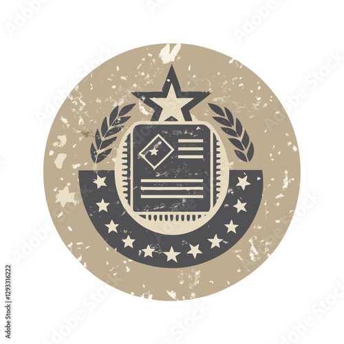 Vintage emblem with official document and stars