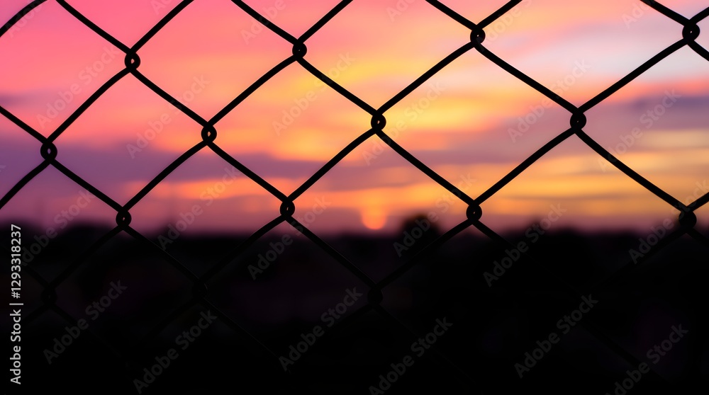 Sunset with steel grating Sunset with steel grating
