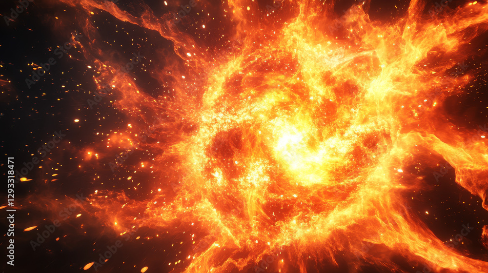Abstract background with circle fire swirls. Comic effect of blast, explosion, spiral motion with fiery trails, yellow and orange flame, vector cartoon illustration Abstract background with circle fire swirls. Comic effect of blast, explosion, spiral motion with fiery trails, yellow and orange flame, vector cartoon illustration