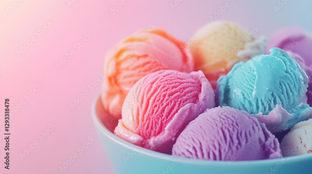 Colorful Scoops Of Delicious Ice Cream In A Bowl Colorful Scoops Of Delicious Ice Cream In A Bowl