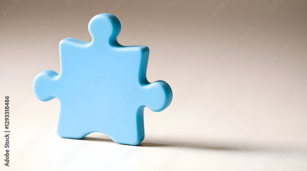 Obraz premium A Single Blue Puzzle Piece on a Gradient Background