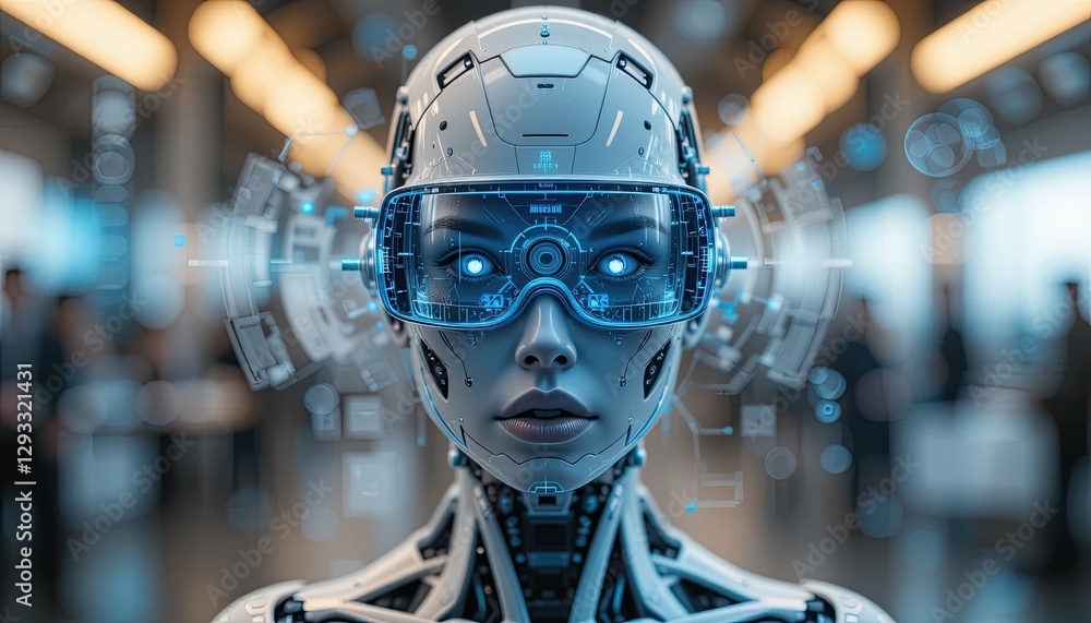 A cybernetic person who sees augmented reality interfaces A cybernetic person who sees augmented reality interfaces