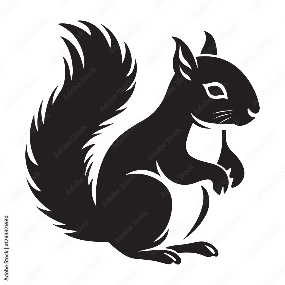 Squirrel silhouette clipart on a white background Squirrel silhouette clipart on a white background