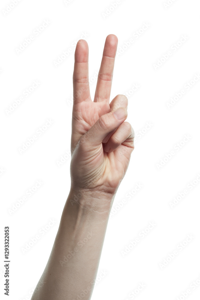 hand showing peace sign isolated on white background hand showing peace sign isolated on white background