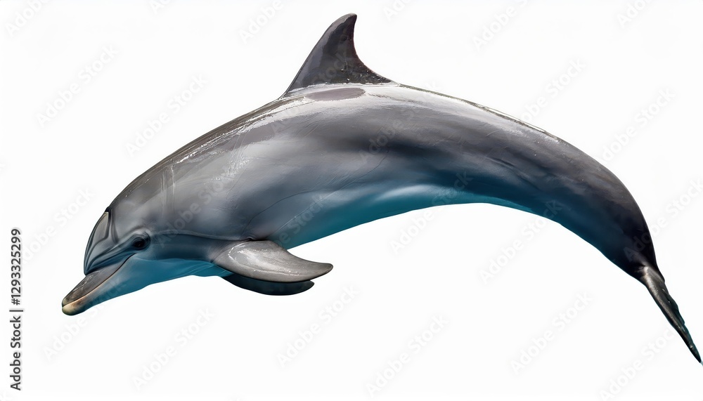 Grey Ocean Dolphin in Pure Tranquility, Majestically Isolated on a White Canvas for Design, Evoking a Sense of Serenity and Elegance. Grey Ocean Dolphin in Pure Tranquility, Majestically Isolated on a White Canvas for Design, Evoking a Sense of Serenity and Elegance.
