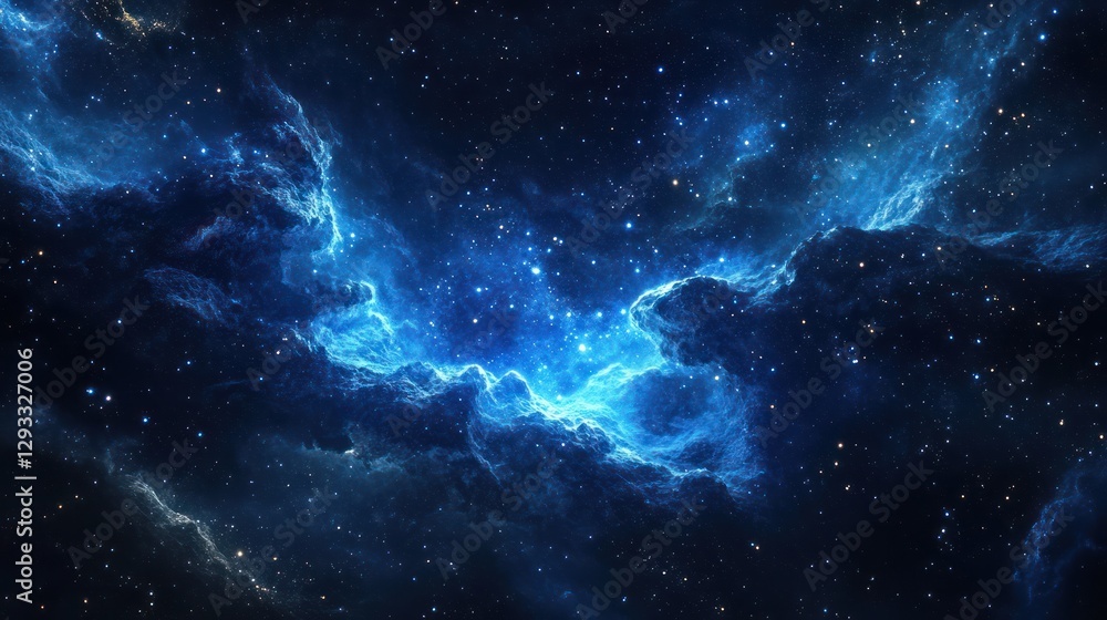 Obraz premium Blue nebula cosmic clouds, space background, science fiction