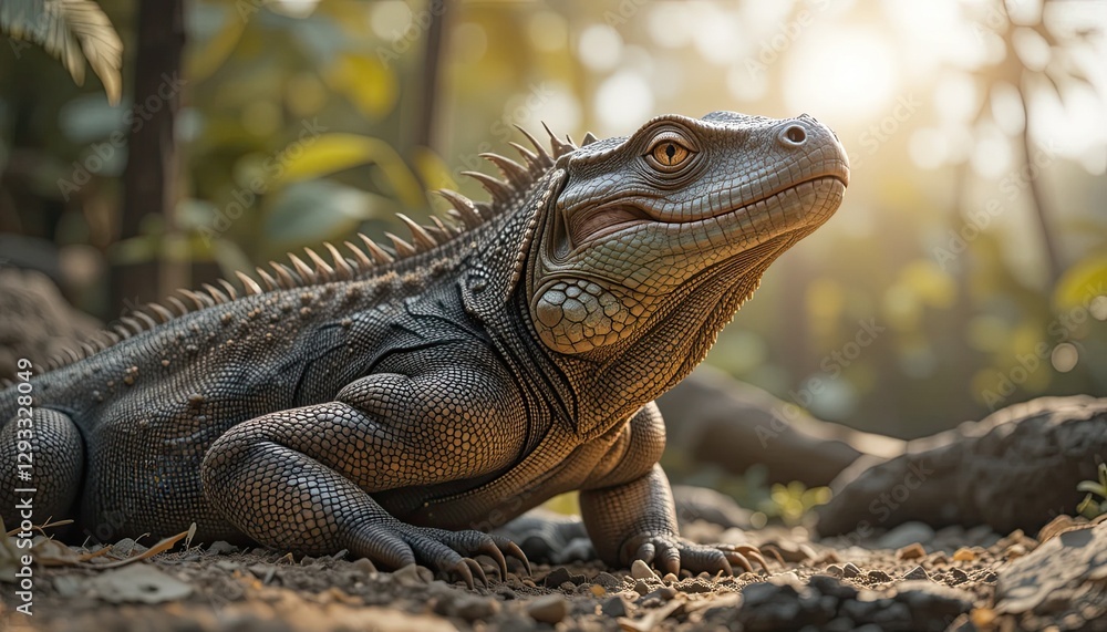 An aggressive Komodo dragon enjoying the tropical sun. An aggressive Komodo dragon enjoying the tropical sun.