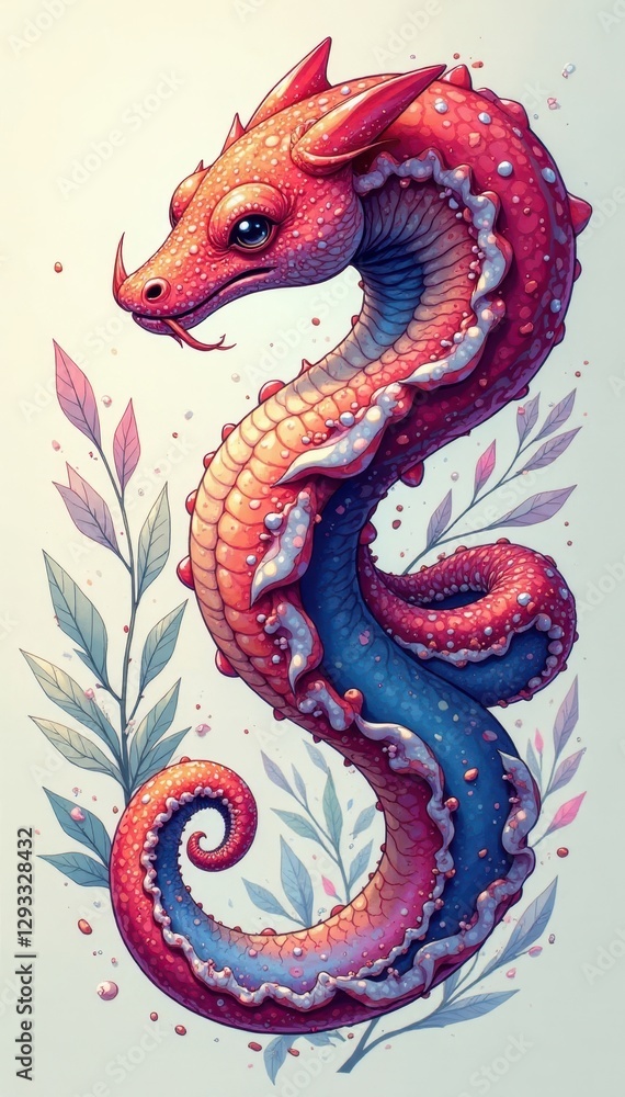 Obraz premium Continuous line drawing of squid, elegant curves , illustration art, monochrome, nature