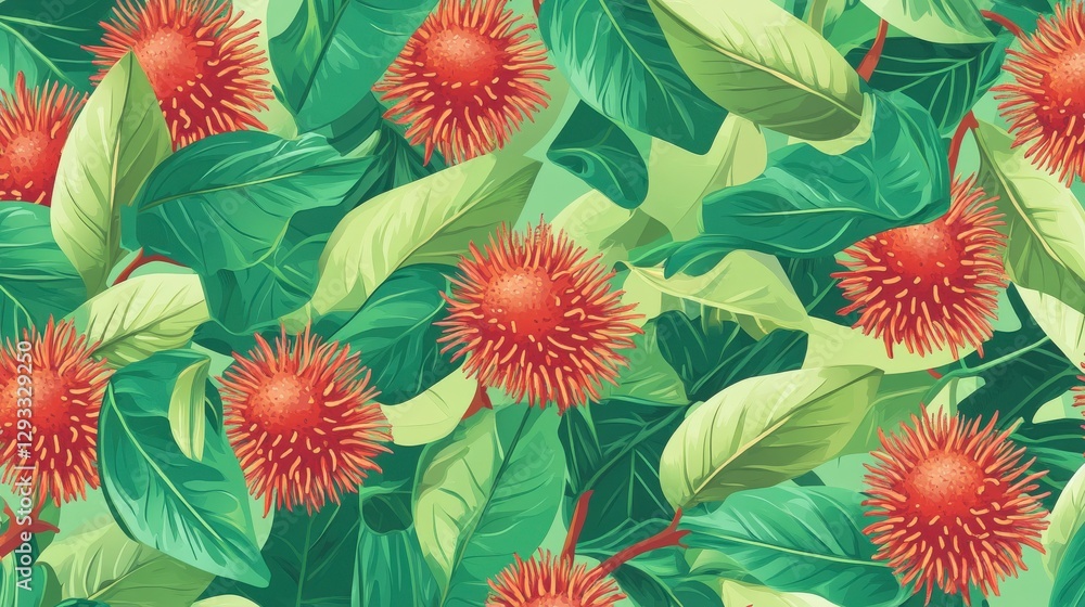Obraz premium Stunning Tropical Floral Seamless Pattern with Vibrant Colors