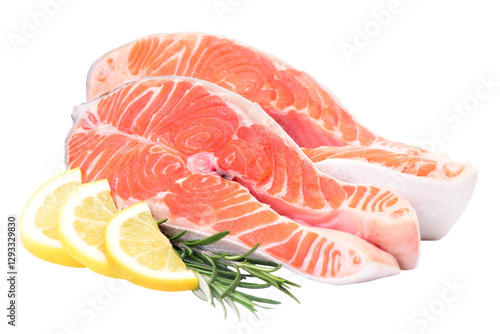 Obraz na płótnie Fresh salmon steak with lemon w salonie