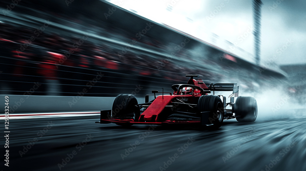 Obraz premium a formula one car racing on a track.