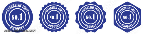 Number 1 product badge collection.  No product 1 product logo template stamp. No.1 Since 1997 Product Badge, Premium Quality Seal, Certified Approval Stamp, Exclusive Award Label, Official Guarantee.