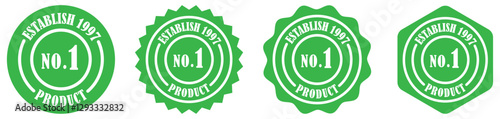 No. 1 product. Number 1 product establish 1997 logo. Premium no.1 product badge logo design with vintage style. certification seal. award emblem. classic branding stamp. best seller label. Seal. Stamp