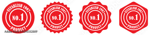 No. 1 product. Number 1 product establish 1997 logo. Premium no.1 product badge logo design with vintage style. certification seal. award emblem. classic branding stamp. best seller. Guarantee.