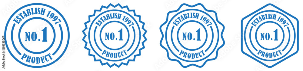 No1 premium quality product badge with zigzagged rounded circle collection. Number1 product rubber stamp set. No 1 Product Certification Badge. Premium Quality Guarantee Seal. Vector illustration No1 premium quality product badge with zigzagged rounded circle collection. Number1 product rubber stamp set. No 1 Product Certification Badge. Premium Quality Guarantee Seal. Vector illustration