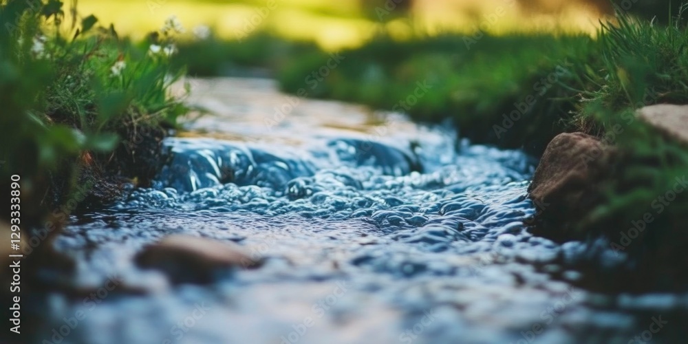 Fototapeta premium Flowing river in a lush green valley
