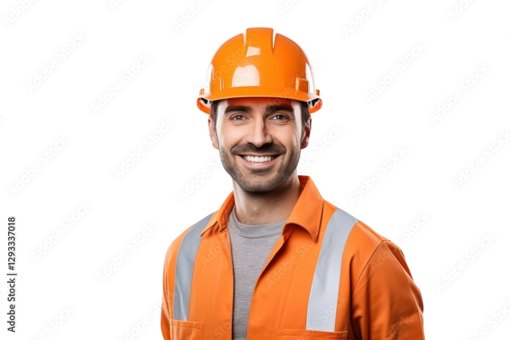 construction worker with helmet isolated on white or transparent png