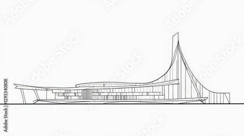 Continuous Line Drawing of Istanbul Modern Building