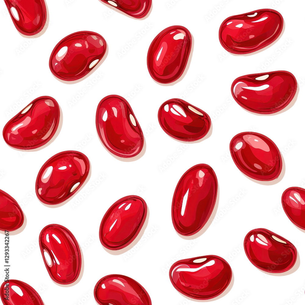 Flat style seamless pattern of red beans, isolate on white background PNG Flat style seamless pattern of red beans, isolate on white background PNG